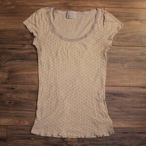 Arizona Lace Scoop Neck Cream Color Short Sleeve Top